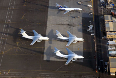 Russian freighters on the ramp at Sharjah International Airport