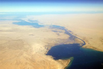 Suez Canal, Egypt, from the Port Suez to Port Said on the Mediterranean