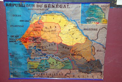 Map of the Republic of Senegal - we drove from Dakar to Tambacounda in a long day