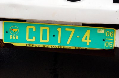 CD License plate from the Rebublic of Guinea seen in Bamako