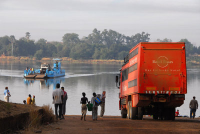 Ferry to take us across the Bakoy near Bafoulabe, Mali
