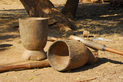 Vessels used for crushing millet, Dilia, Mali