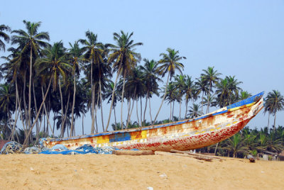 Fishing boat on the beach at Grand Popo, Benin