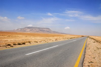 The road through the Syrian desert from Damascus to Palmyra