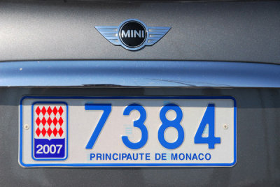 License plate of the Principality of Monaco