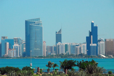 Abu Dhabi Corniche and Skyline from Emirates Palace