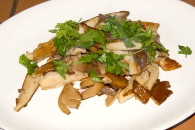 Wild oyster mushrooms (portion) sauteed