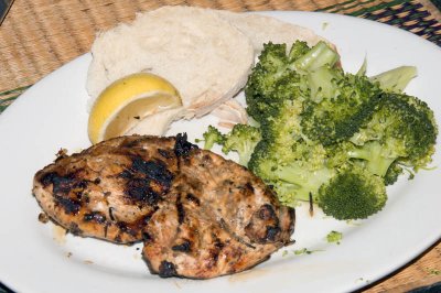 grilled chicken breast and steamed broccoli