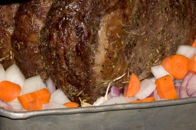 roast beef, mirepoix added