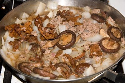 Making Mushroom and Meat Ragu
