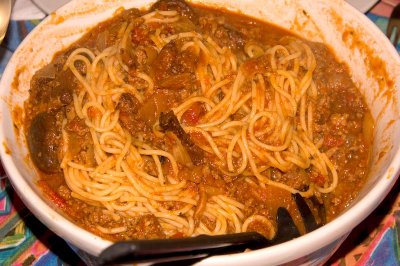 Mushroom and Meat Ragu with Sphaghetti