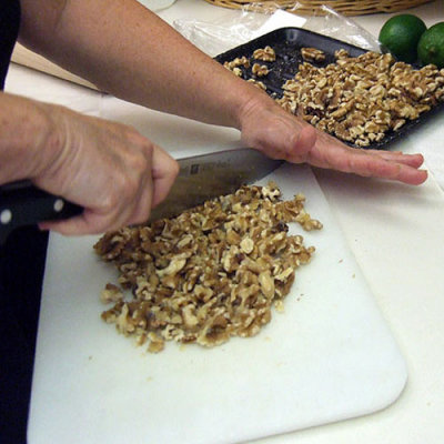 Chop 1 cup of walnuts