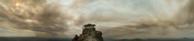 Saddleback LO 230 degree Panorama w Smoke from Moonlight Fire