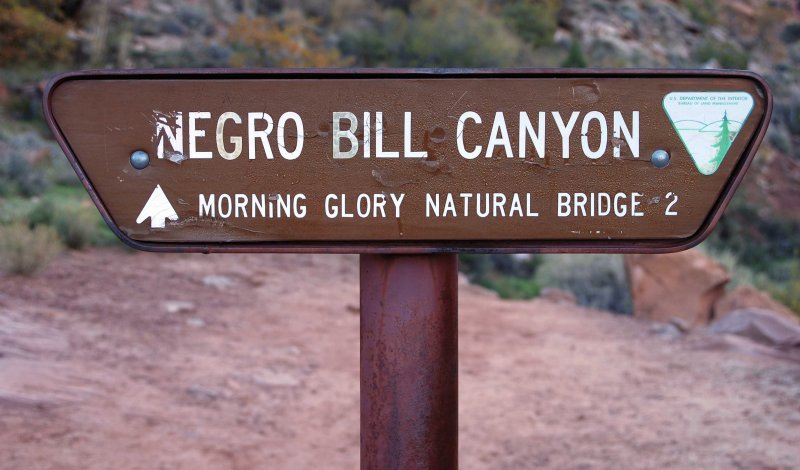Dew-coated sign at the trailhead