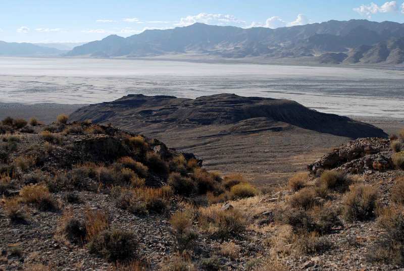 Looking southwest at playa and Silver Island Mountains