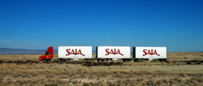 Westbound triples on I-84 in Idaho, between Mountain Home and Glenns Ferry