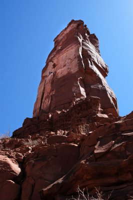 North face of Castleton Tower---can you see the four climbers?