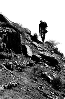 Climber heading for a climb of the south face