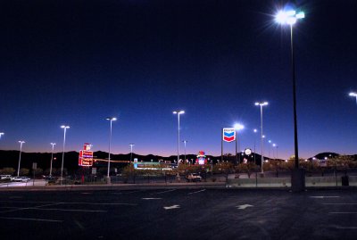 Sunset at casino parking lot on a slow night