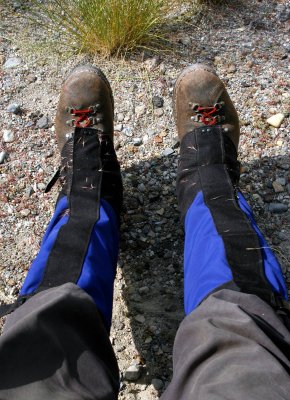 Grassy gaiters at end of hike at Lion Mountain, Utah