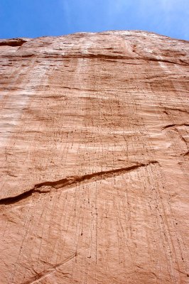 Looking up at what appear to be drips of sandstone
