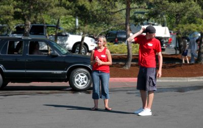 Two boat-ramp traffic directors