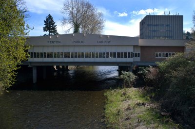 Library built over the Cedar River