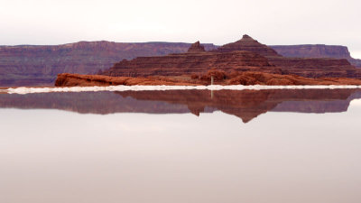 Pyramid Butte reflected in a potash evaporation pond