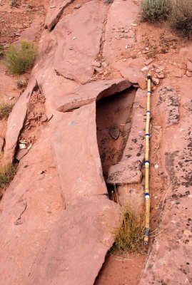 Rock something (bamboo stick is six feet [1.8m] long)