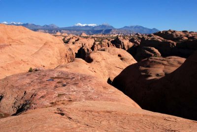 Looking southeast at the goal of the hike (the cave at right center)