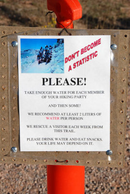 In spite of this sign, I saw a woman on the Delicate Arch trail with no water at all