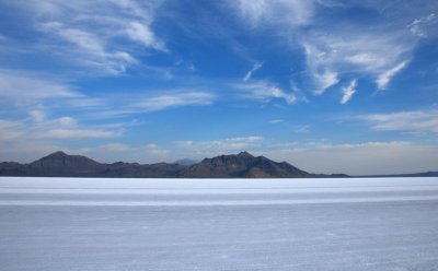 Silver Island Mountains rise above the salt flats