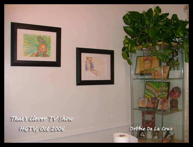 My two watercolor Aztecs and display case being filmed by Kate Turnipseed the field producer.