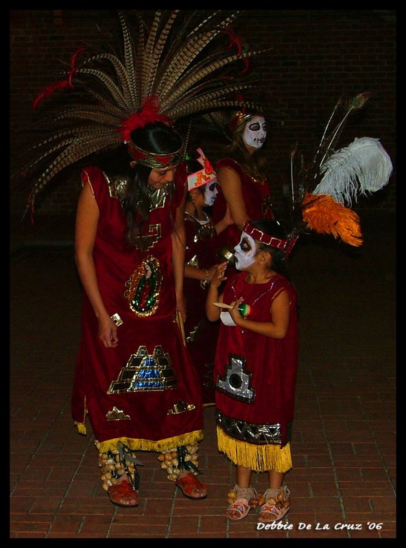 Aztec dancers with Virgen on their costume