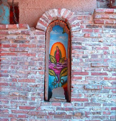 Out door alcove with Virgen mural Rosarito, BC..