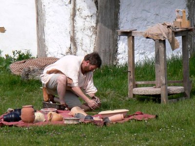 The potter prepares his clay