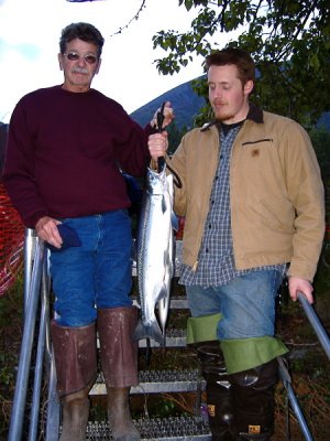 Grandpa and Grandson's First Salmon