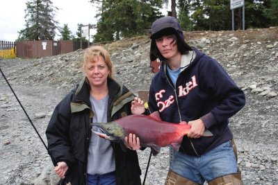 Tyler Holding One Of Ronda's Russian River Reds (Caught & Released)