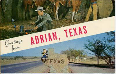 Greetings from Adrian, Texas (front)
