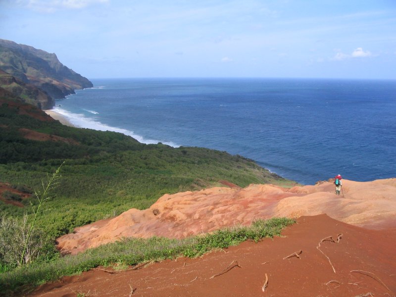 clay hill leading to Kalalau beach