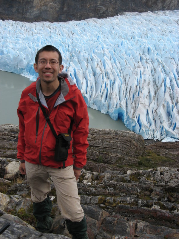 Andrew and terminus of Glaciar Grey