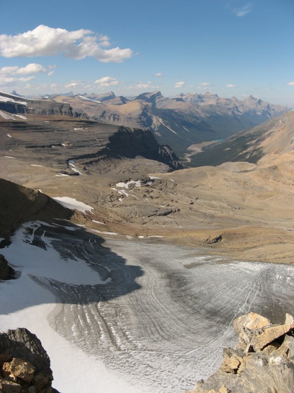 a snowfield on the northeast flank