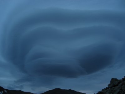 cool lenticular clouds at dawn, taken from below Las Torres