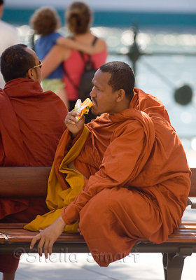 Monk with ice block