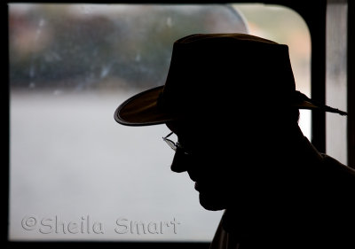 Man on ferry silhouette