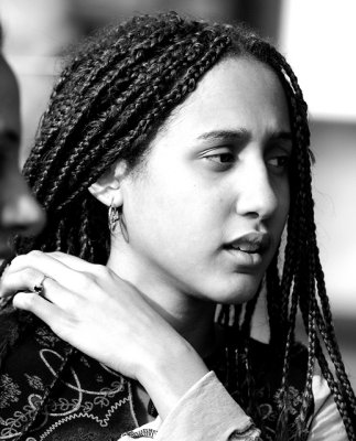 Girl with braids at Quay in mono