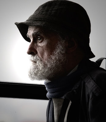 Man in hat on ferry