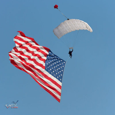 American Flag Flow from a Paratrooper
