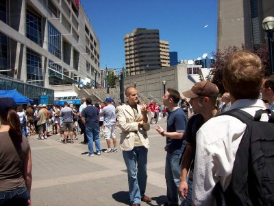 hanging outside the Blue Jays staduim