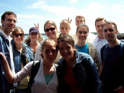 group photo on the ferry